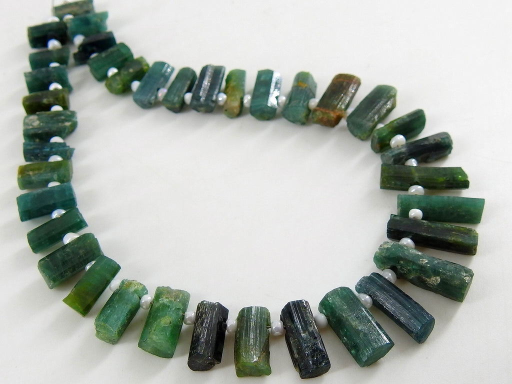 Natural Green Tourmaline Rough Stick Bead 15To8MM Long Approx 16Inch Strand Uncut Crystals Loose Gemstone Wholesaler Jewelry Making Supplies