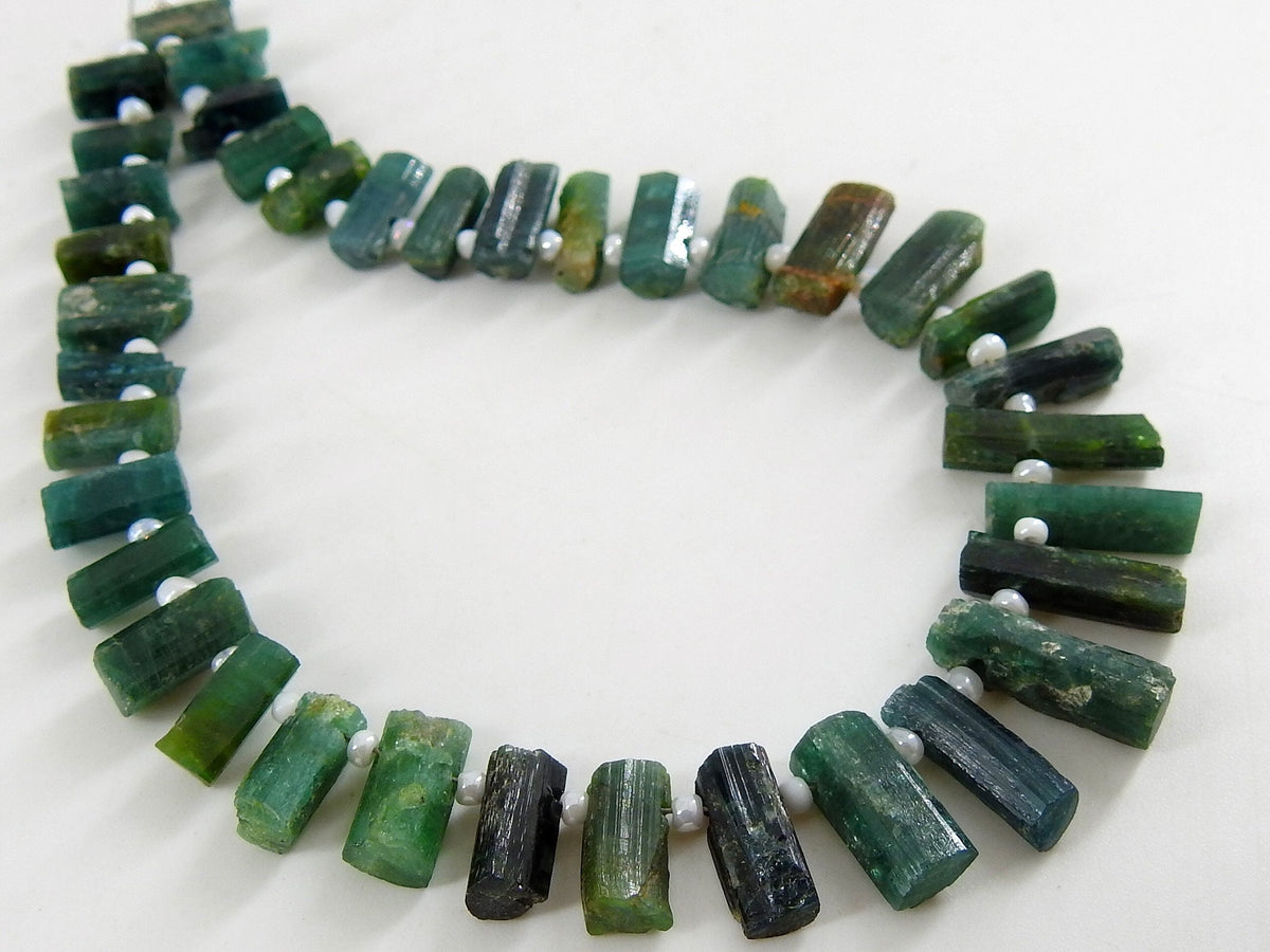Natural Green Tourmaline Rough Stick Bead 15To8MM Long Approx 16Inch Strand Uncut Crystals Loose Gemstone Wholesaler Jewelry Making Supplies