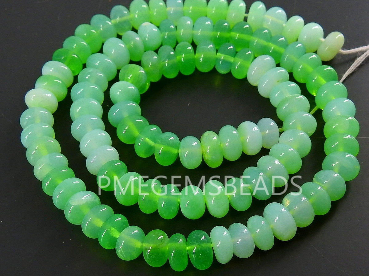 Green Opal Multi Shaded Smooth Rondelle Beads 16" Strand Natural Stone Gemstone Spacer Beads for Jewelry Making Bulk Wholesale Supply MS-B4