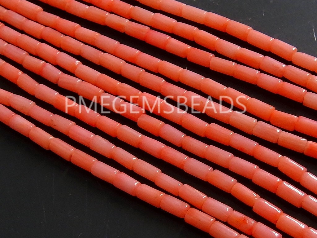 Pink Coral Smooth Tube Shape Bead For Making Jewelry 15Inches 4X2MM Approx Loose Strand DIY Bracelet Material BK-CR2