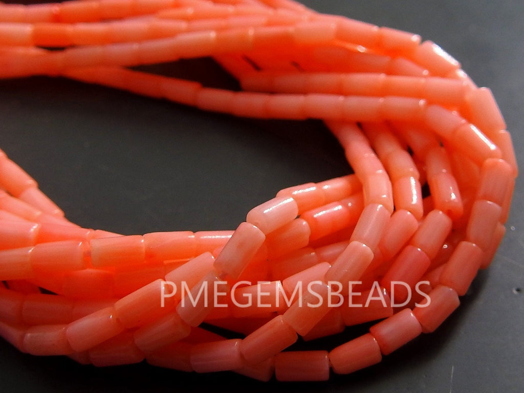 Pink Coral Smooth Tube Shape Bead For Making Jewelry 15Inches 4X2MM Approx Loose Strand DIY Bracelet Material BK-CR2