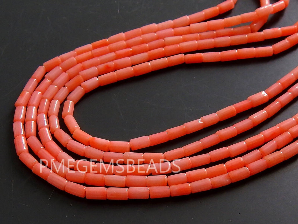 Pink Coral Smooth Tube Shape Bead For Making Jewelry 15Inches 4X2MM Approx Loose Strand DIY Bracelet Material BK-CR2
