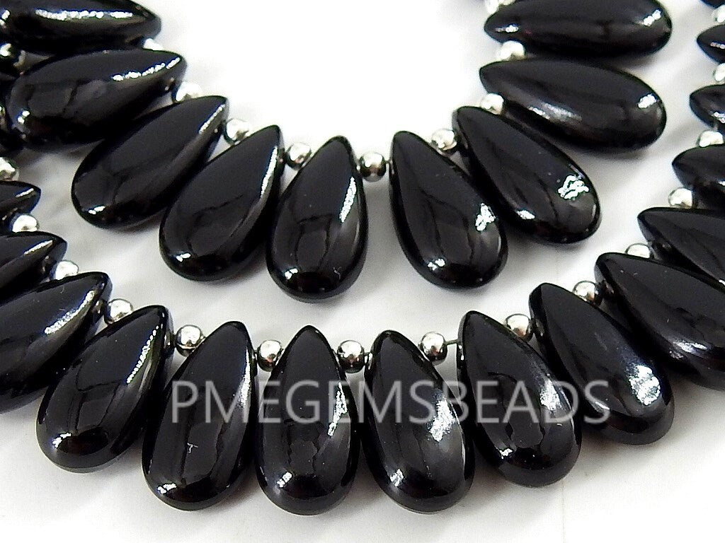 Natural Black Onyx Smooth Teardrop For Making Jewelry 10Piece 15X7MM Loose Stone Pear Shape Briolette Pendant Beads PME-CY3