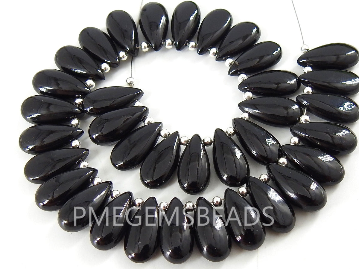 Natural Black Onyx Smooth Teardrop For Making Jewelry 10Piece 15X7MM Loose Stone Pear Shape Briolette Pendant Beads PME-CY3