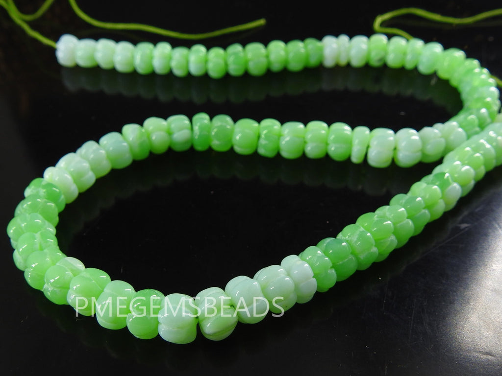 Green Opal Carving Watermelon Pumpkin Shape Bead 16 Inches Strand 8 To 9MM Approx Wholesaler Supplies Gemstone Beads For Jewelry MS-B4