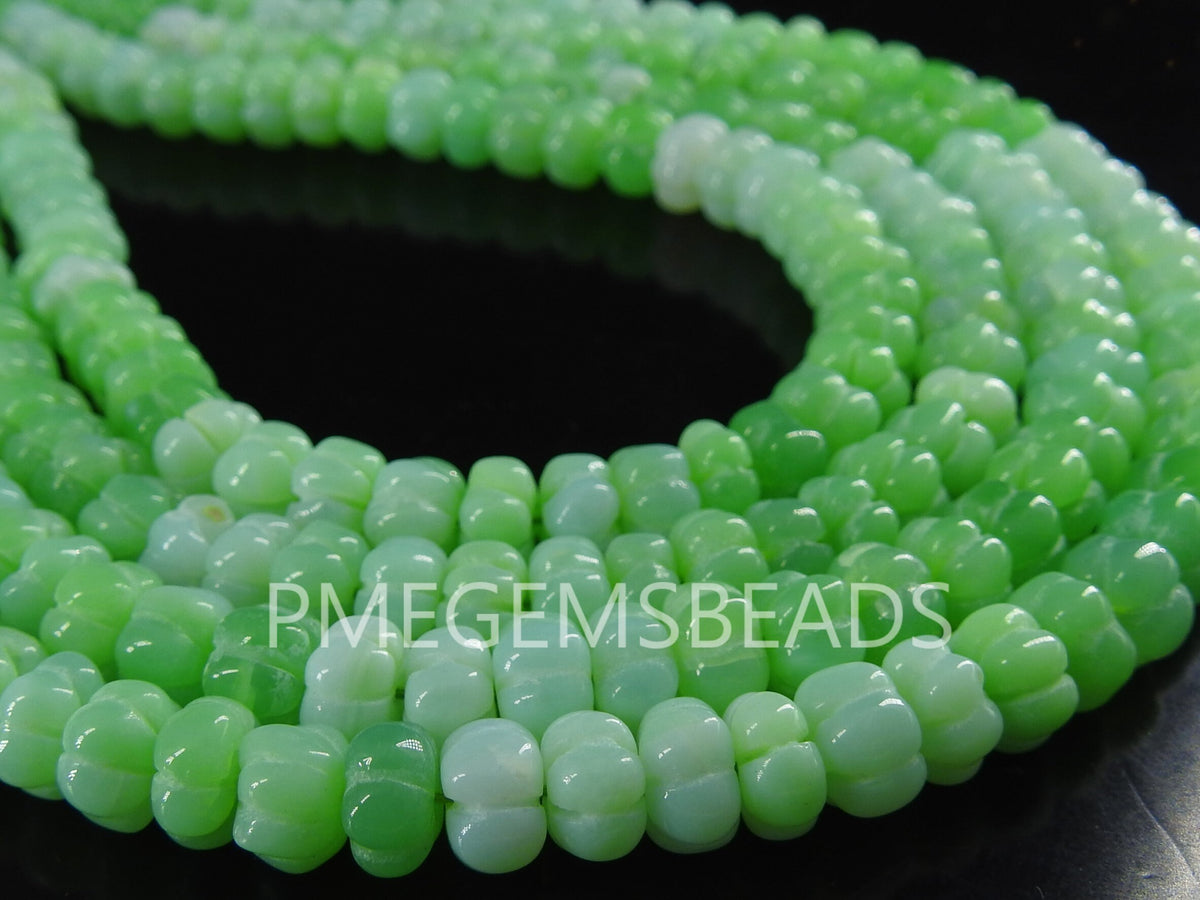 Green Opal Carving Watermelon Pumpkin Shape Bead 16 Inches Strand 8 To 9MM Approx Wholesaler Supplies Gemstone Beads For Jewelry MS-B4