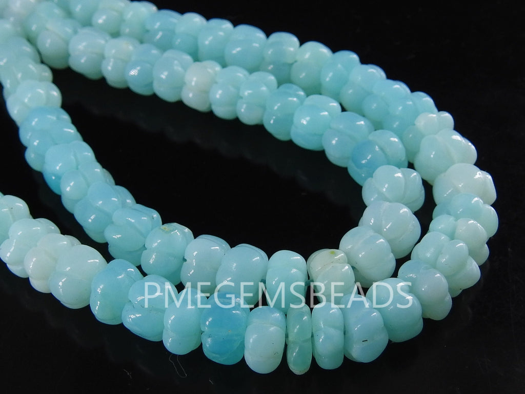 Blue Opal Bead-Multi Shaded-Carving Pumpkin Roundel Bead-Loose Stone- Heated-Wholesaler Supplies-16Inches Strand 8MM Approx MS-B4