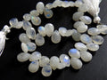 White Rainbow Moonstone Faceted Drop Beads, 10x7mm Multi Fire Teardrop Loose Stones, 8 Inch Strand for Handmade Jewelry and Wire Wrapping