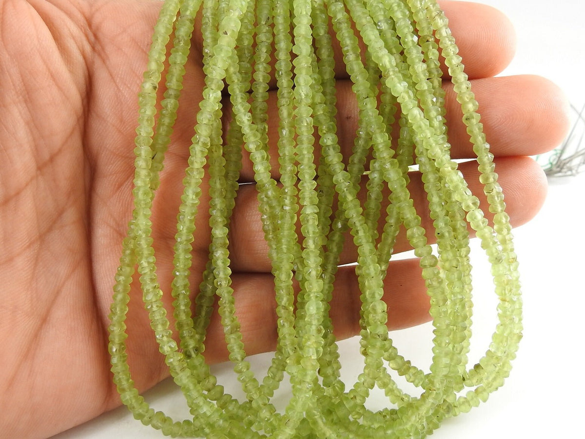 Peridot Smooth Matte Polished Roundel Bead-16Inches Strand-Wholesaler New Arrival-Natural Stone WM-B8