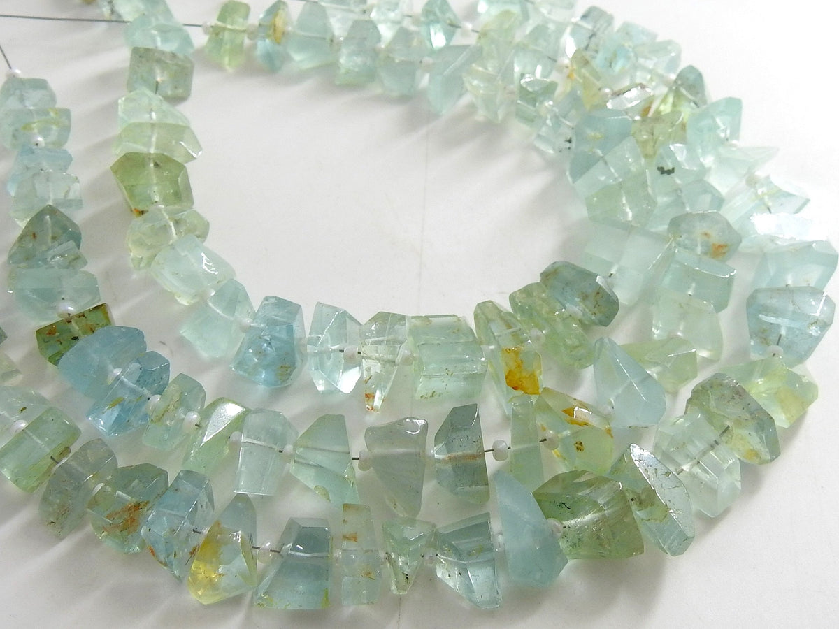 Natural Aquamarine Faceted Tumble Nugget 8" Strand 14x7-7x5mm Blue Gemstone Loose Spacer Beads for Wholesale Jewelry Making Supply DIY TU1