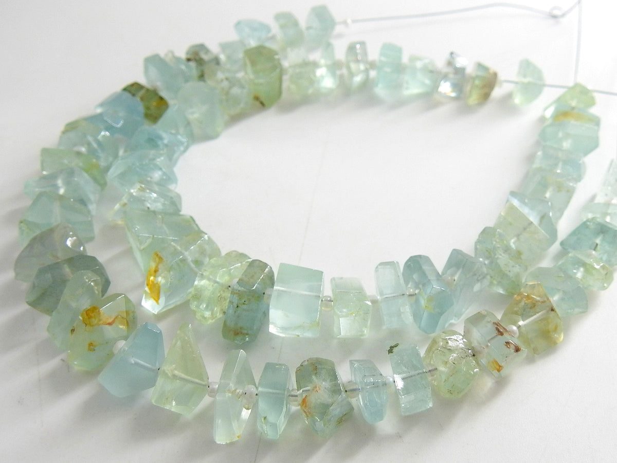 Natural Aquamarine Faceted Tumble Nugget 8" Strand 14x7-7x5mm Blue Gemstone Loose Spacer Beads for Wholesale Jewelry Making Supply DIY TU1