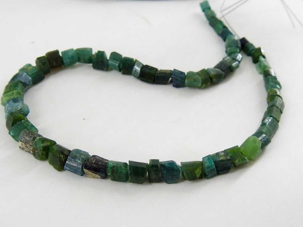 Natural Green Tourmaline Raw Nuggets 10" Strand 4-7MM Uncut Loose Crystal Stone Rough Gemstone Beads Wholesale Jewelry Making Supply DIY RB2