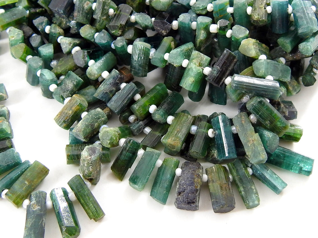 Natural Green Tourmaline Rough Stick Bead 15To8MM Long Approx 16Inch Strand Uncut Crystals Loose Gemstone Wholesaler Jewelry Making Supplies