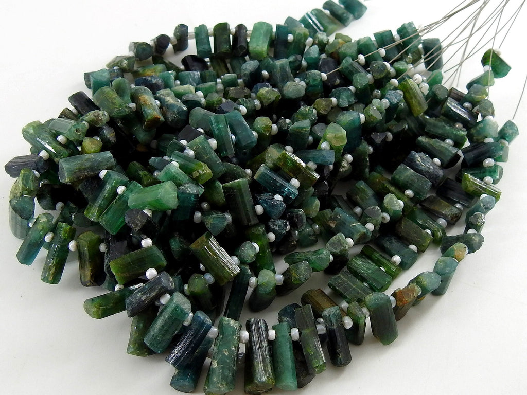 Natural Green Tourmaline Rough Stick Bead 15To8MM Long Approx 16Inch Strand Uncut Crystals Loose Gemstone Wholesaler Jewelry Making Supplies