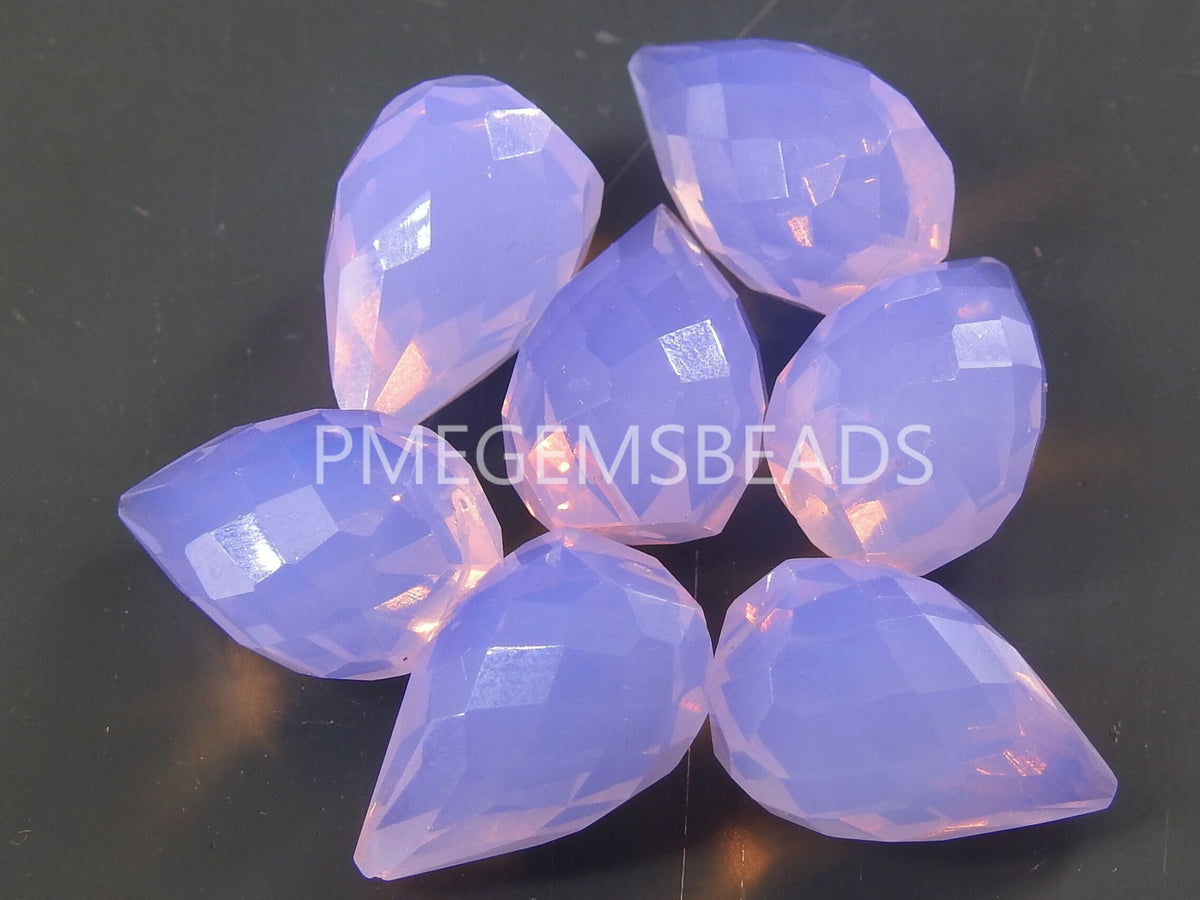 Lavender Blue Quartz Bead Micro Faceted Fancy Cut Grape Shape One Of a Kind 2Piece 16-17mm long, Handmade Jewelry Supplies PME-QC