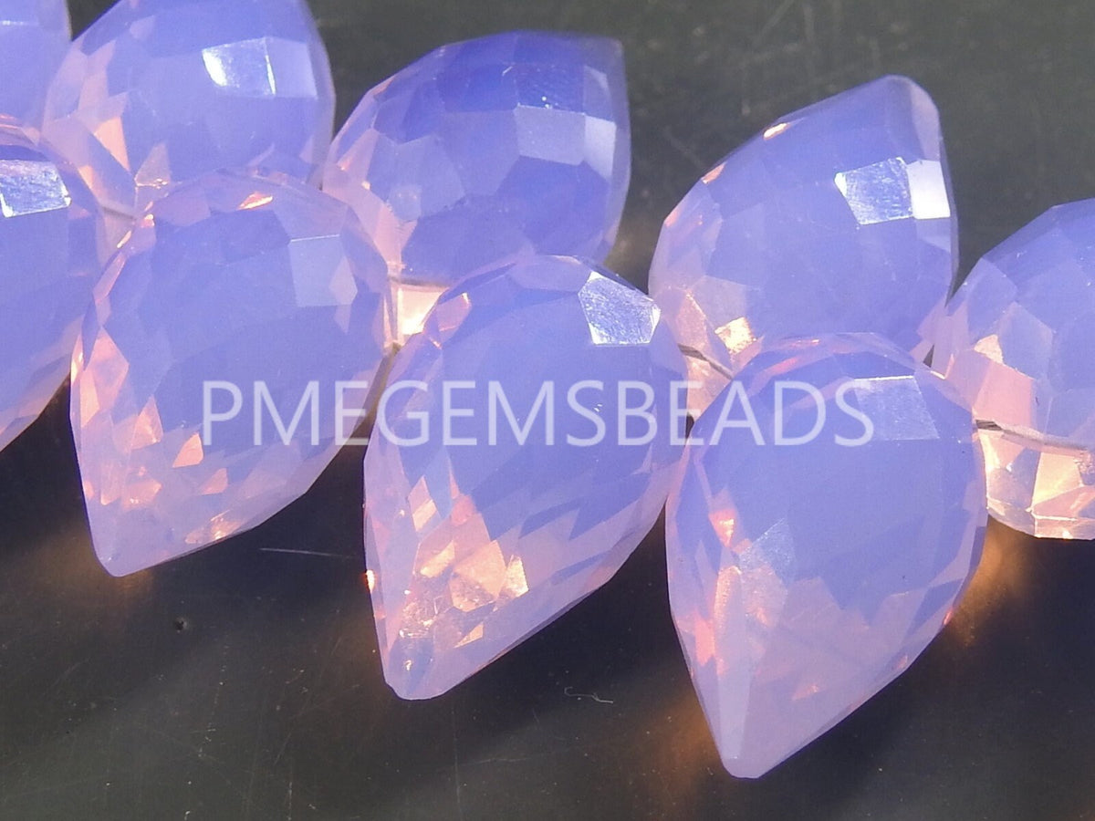 Lavender Blue Quartz Bead Micro Faceted Fancy Cut Grape Shape One Of a Kind 2Piece 16-17mm long, Handmade Jewelry Supplies PME-QC