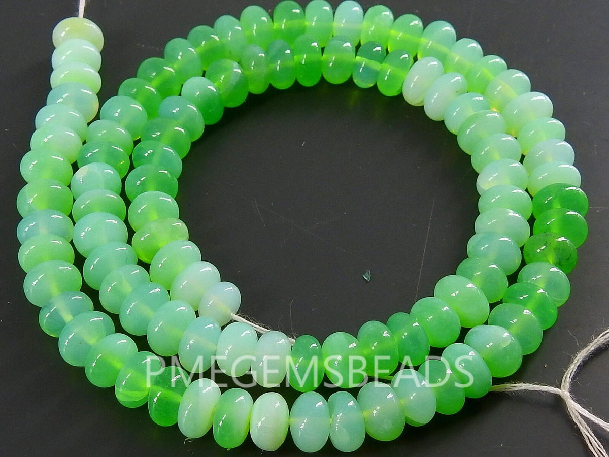 Green Opal Multi Shaded Smooth Rondelle Beads 16" Strand Natural Stone Gemstone Spacer Beads for Jewelry Making Bulk Wholesale Supply MS-B4