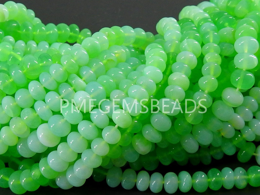 Green Opal Multi Shaded Smooth Rondelle Beads 16" Strand Natural Stone Gemstone Spacer Beads for Jewelry Making Bulk Wholesale Supply MS-B4