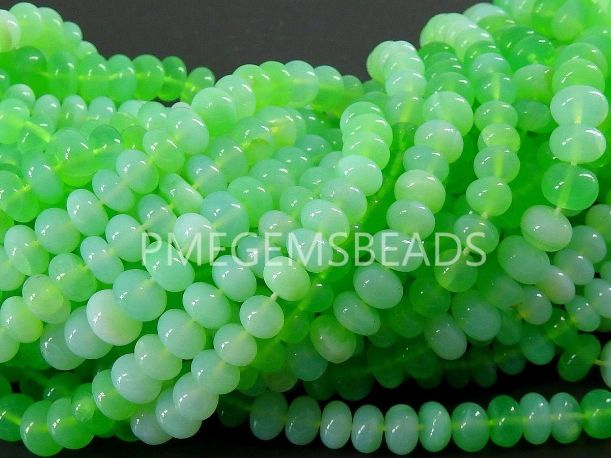 Green Opal Multi Shaded Smooth Rondelle Beads 16" Strand Natural Stone Gemstone Spacer Beads for Jewelry Making Bulk Wholesale Supply MS-B4
