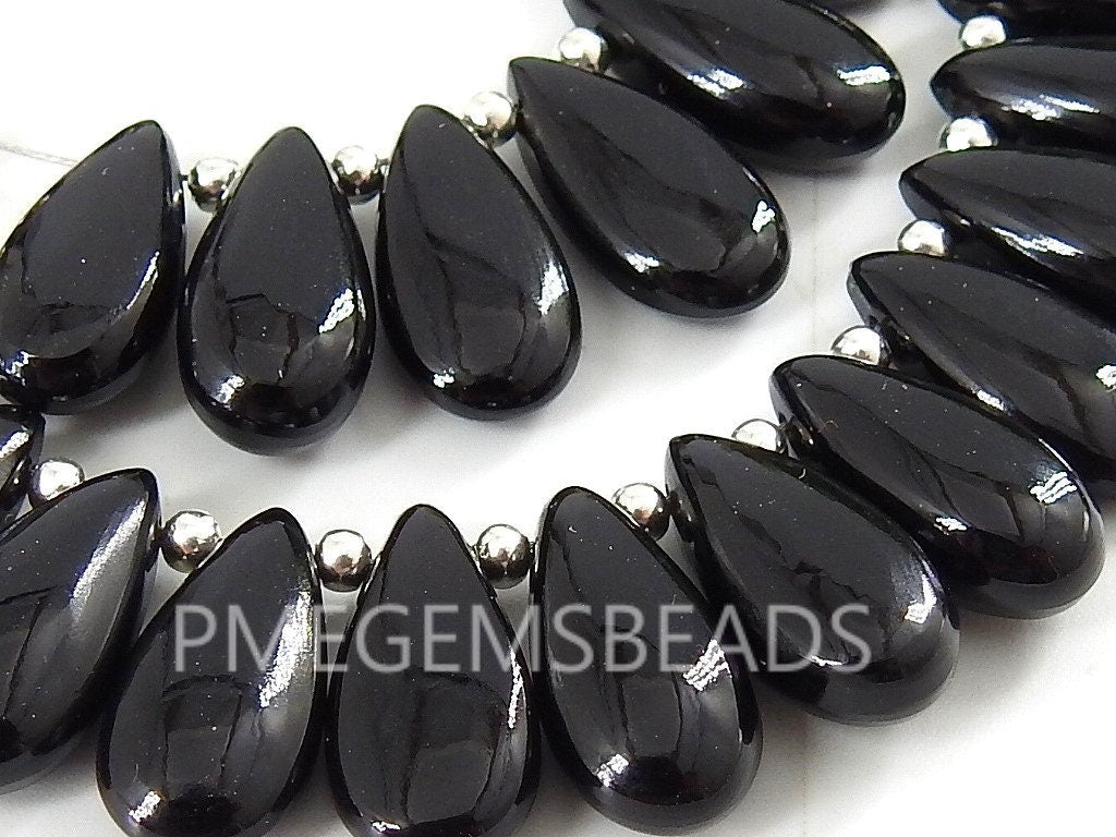 Natural Black Onyx Smooth Teardrop For Making Jewelry 10Piece 15X7MM Loose Stone Pear Shape Briolette Pendant Beads PME-CY3
