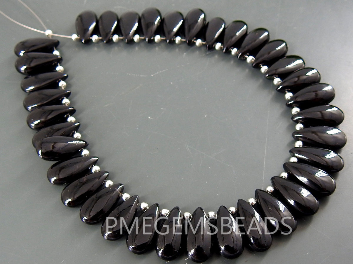Natural Black Onyx Smooth Teardrop For Making Jewelry 10Piece 15X7MM Loose Stone Pear Shape Briolette Pendant Beads PME-CY3