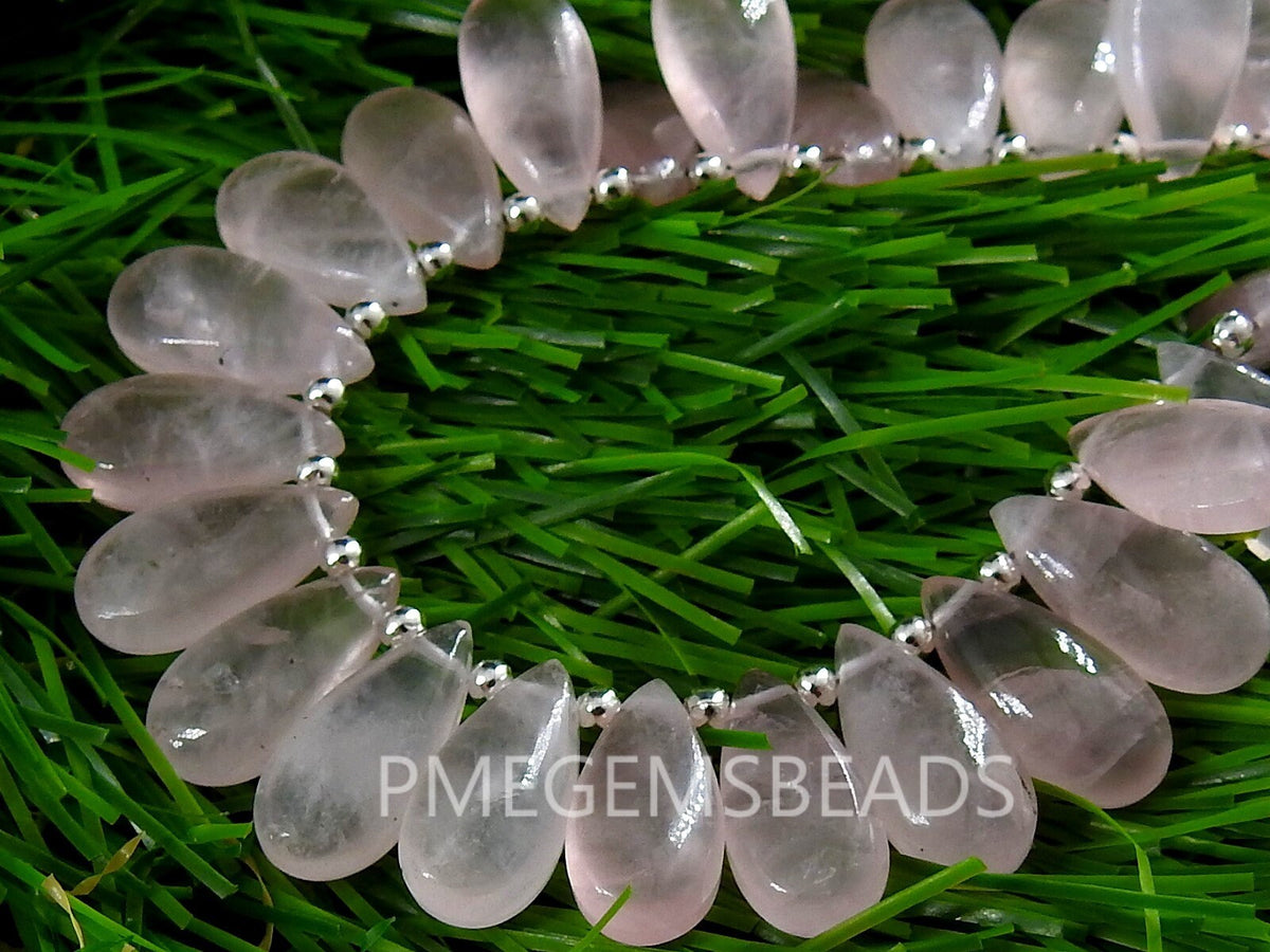 Rose Quartz Smooth Teardrop For Making Jewelry 10Piece 15X7MM Natural Stone PME-CY3