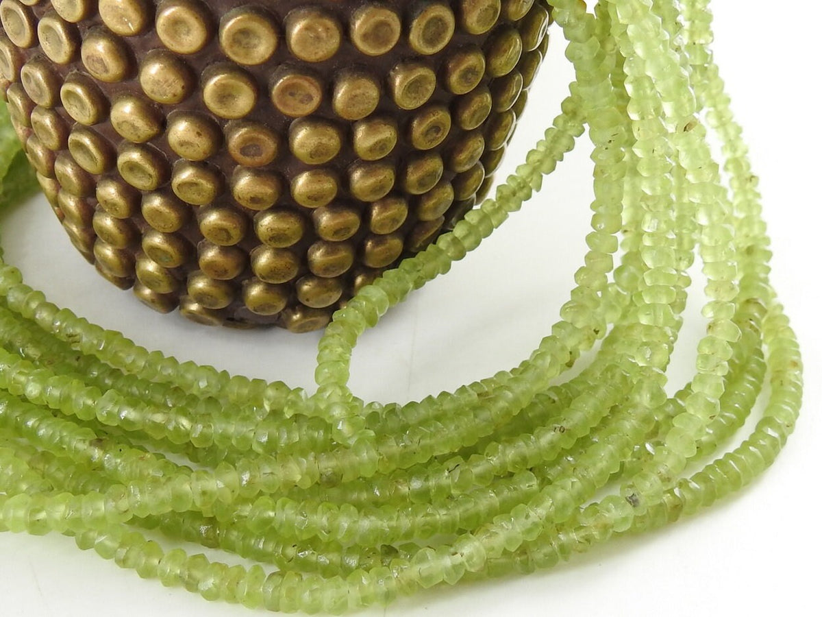 Peridot Smooth Matte Polished Roundel Bead-16Inches Strand-Wholesaler New Arrival-Natural Stone WM-B8