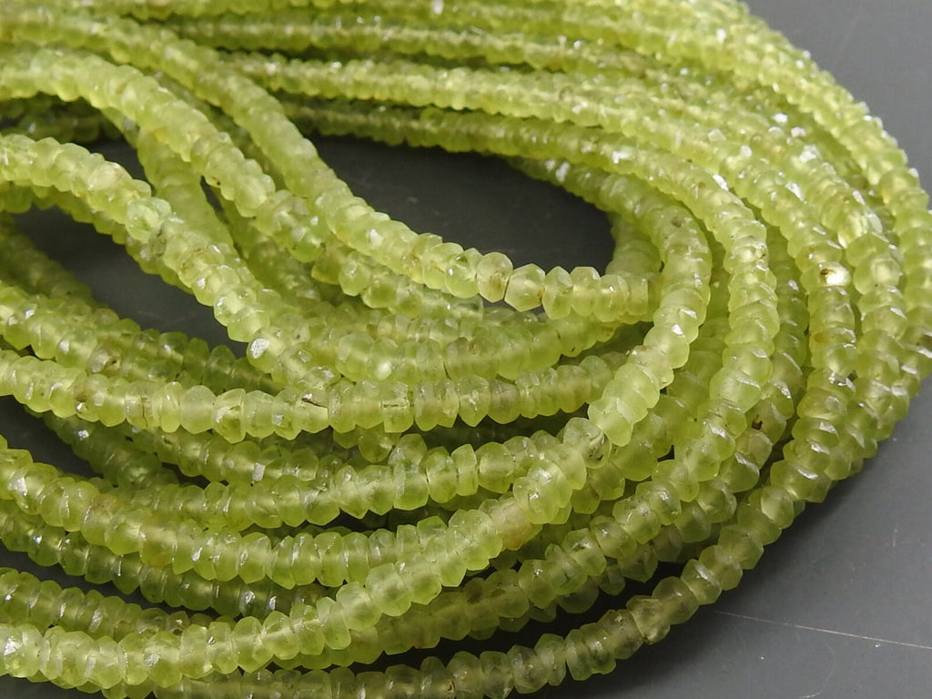 Peridot Smooth Matte Polished Roundel Bead-16Inches Strand-Wholesaler New Arrival-Natural Stone WM-B8