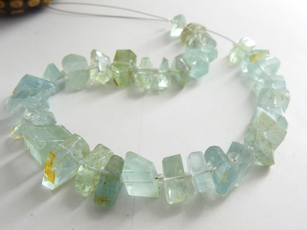 Natural Aquamarine Faceted Tumble Nugget 8" Strand 14x7-7x5mm Blue Gemstone Loose Spacer Beads for Wholesale Jewelry Making Supply DIY TU1