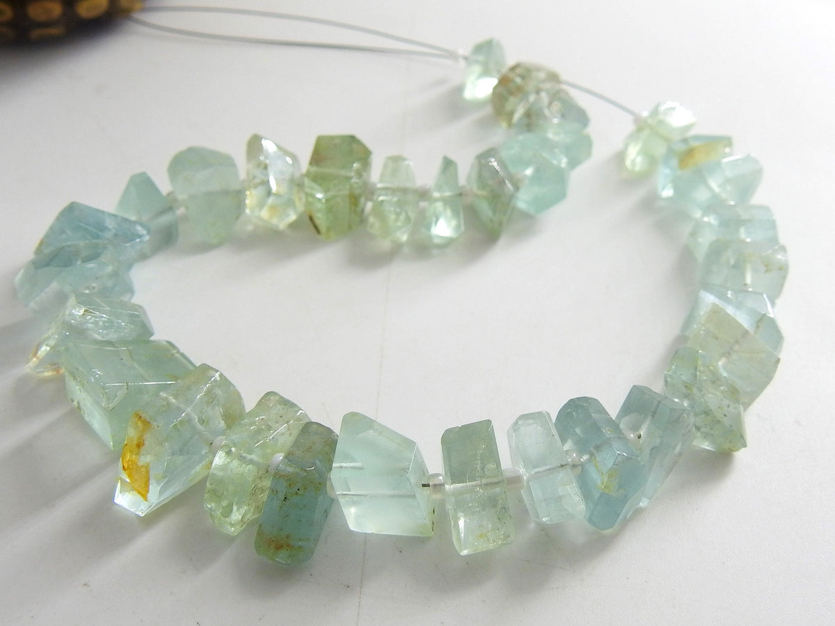 Natural Aquamarine Faceted Tumble Nugget 8" Strand 14x7-7x5mm Blue Gemstone Loose Spacer Beads for Wholesale Jewelry Making Supply DIY TU1