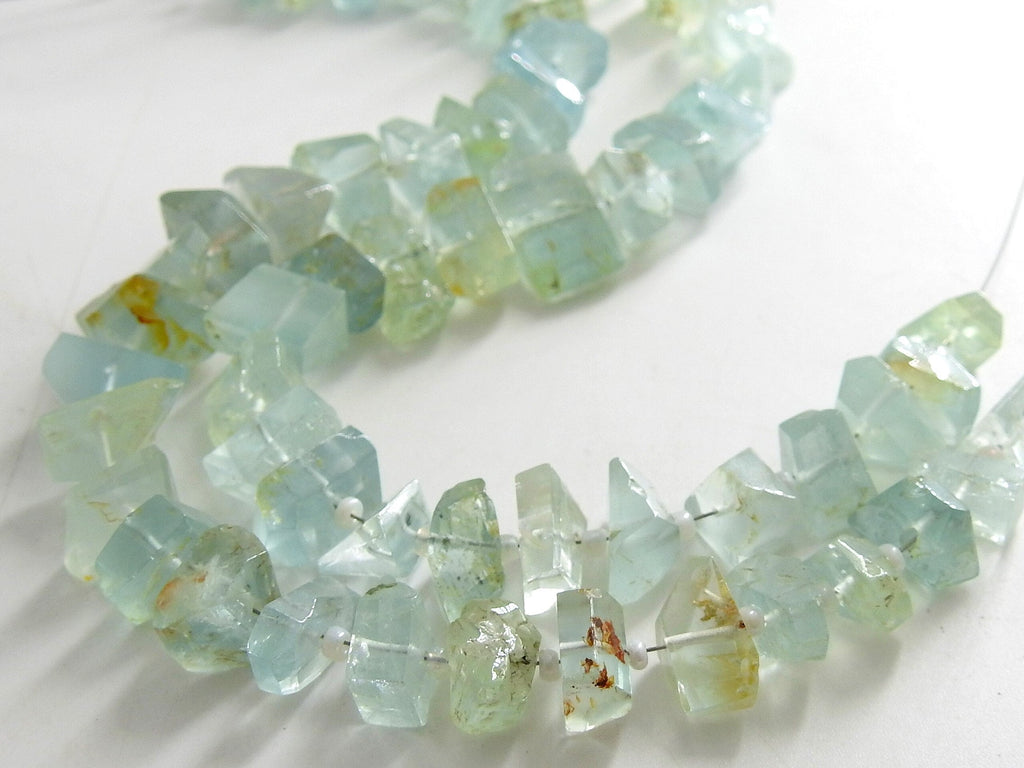 Natural Aquamarine Faceted Tumble Nugget 8" Strand 14x7-7x5mm Blue Gemstone Loose Spacer Beads for Wholesale Jewelry Making Supply DIY TU1