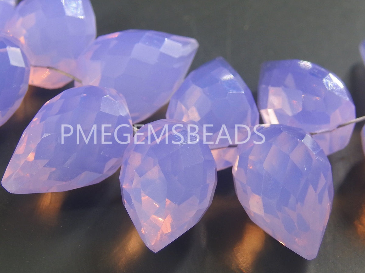 Lavender Blue Quartz Bead Micro Faceted Fancy Cut Grape Shape One Of a Kind 2Piece 16-17mm long, Handmade Jewelry Supplies PME-QC