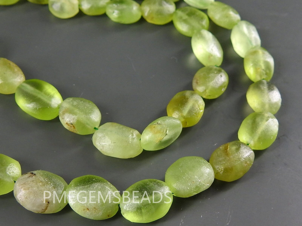 Peridot Tumble Bead Nugget Oval Shape Matte Polished Loose Stone Handmade Wholesaler Supplies 14Inch 11X9To7X5MM Jewelry Making PME-TU5