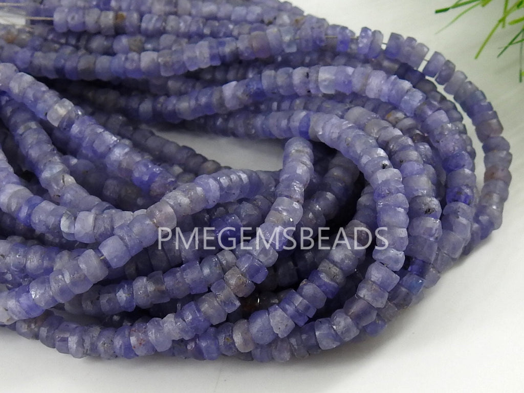Tanzanite Smooth Matte Polished Roundel Bead-16Inches Strand-Natural Stone PME-B7