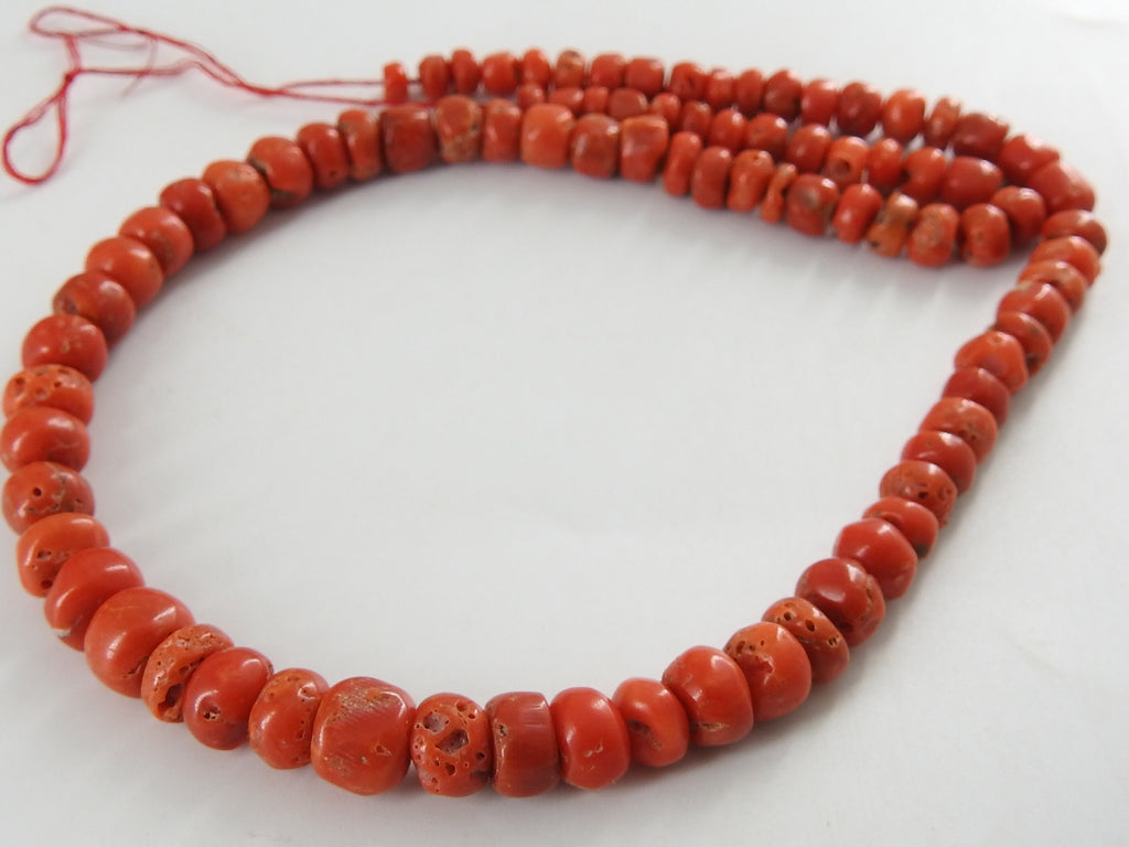 Natural Red Coral Smooth Rondelle Beads 4-8mm 16 Inch Strand Genuine Red Coral Roundel Loose Gemstone for Handmade Jewelry Supplies DIY