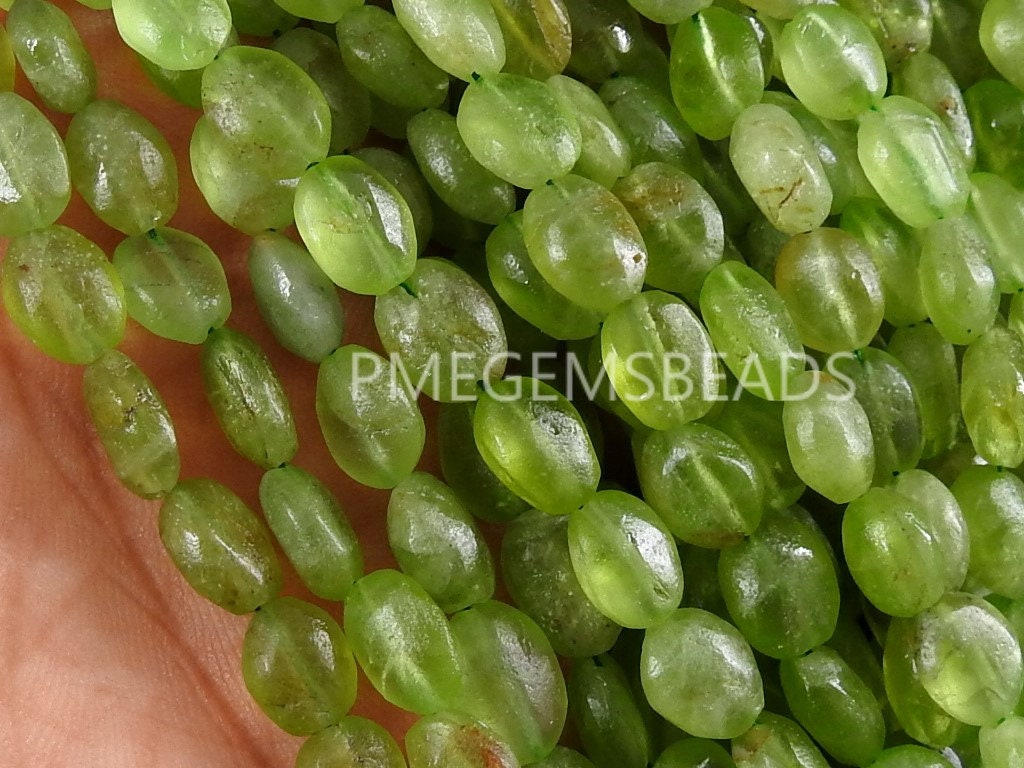 Peridot Tumble Bead Nugget Oval Shape Matte Polished Loose Stone Handmade Wholesaler Supplies 14Inch 11X9To7X5MM Jewelry Making PME-TU5