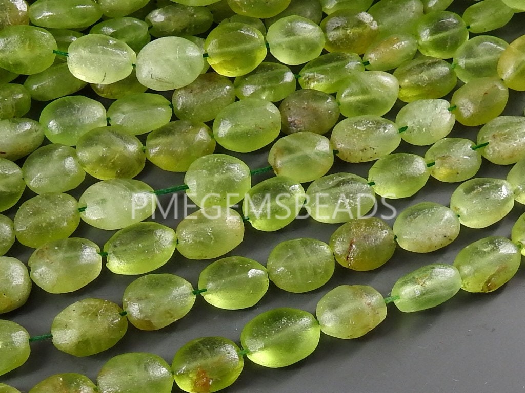 Peridot Tumble Bead Nugget Oval Shape Matte Polished Loose Stone Handmade Wholesaler Supplies 14Inch 11X9To7X5MM Jewelry Making PME-TU5