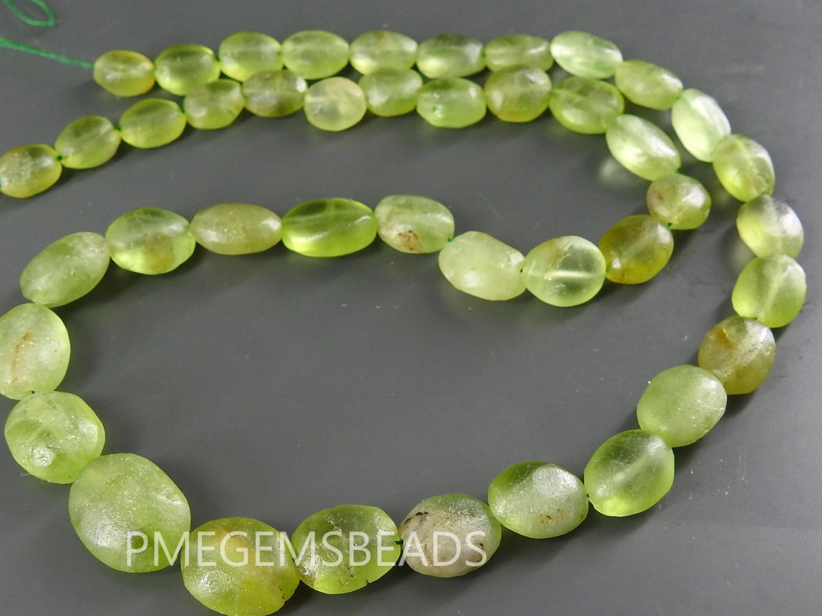 Peridot Tumble Bead Nugget Oval Shape Matte Polished Loose Stone Handmade Wholesaler Supplies 14Inch 11X9To7X5MM Jewelry Making PME-TU5