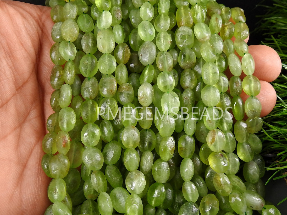 Peridot Tumble Bead Nugget Oval Shape Matte Polished Loose Stone Handmade Wholesaler Supplies 14Inch 11X9To7X5MM Jewelry Making PME-TU5