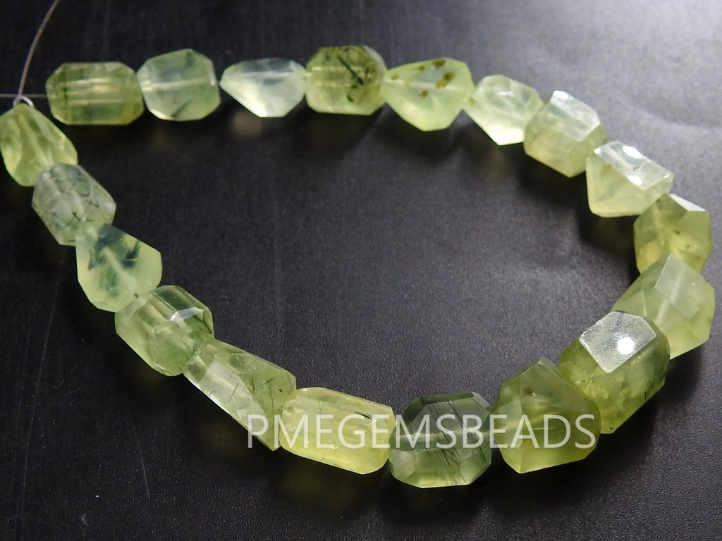 Prehnite Faceted Tumble Nugget-Step Cut-Loose Stone-For Making Jewelry-8Inch 14X10To10X8MM Approx-Natural Stone PME-TU2