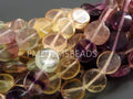 Natural Multi Fluorite Smooth Coin Button Bead 16Inches Strand 6MM, Handmade Loose Stone, Rainbow Fluorite Disc Beads, Jewelry Making Supply