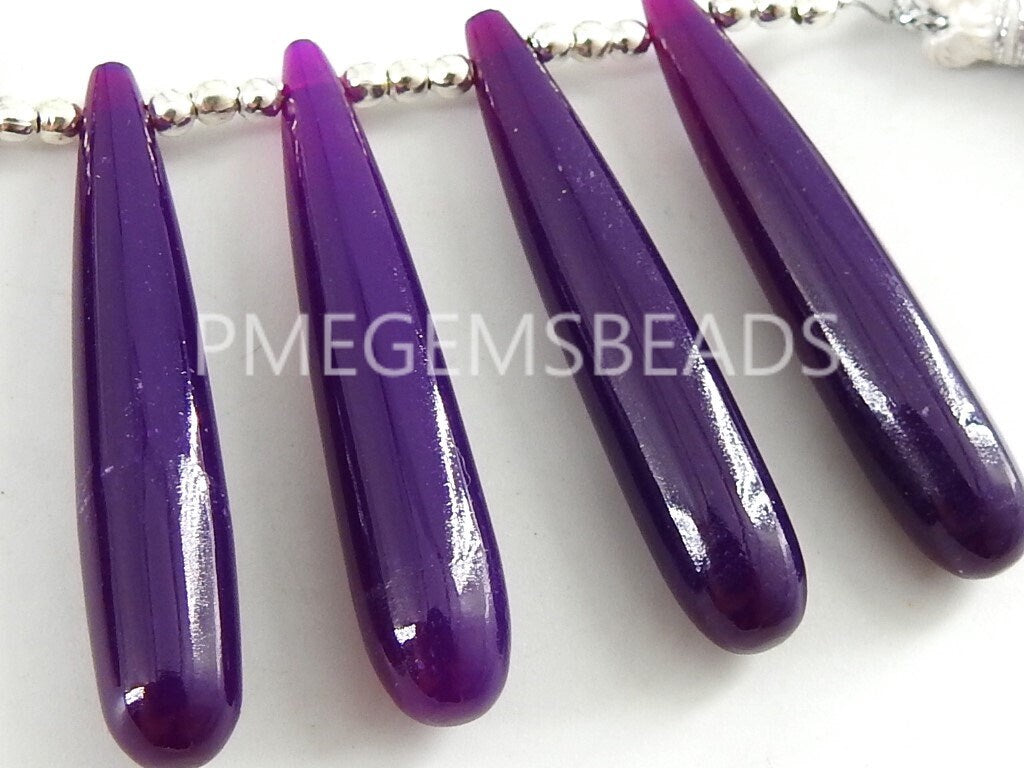 Matched Pair Chalcedony Drop Beads Smooth Polished Elongated 35mm Long 2Pc Set Loose Gemstone Earring Supplies Wholesaler Jewelry Making