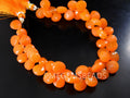 Orange Chalcedony Faceted Heart Shape Teardrop 10x10mm Loose Gemstone for Jewelry Making 10Piece