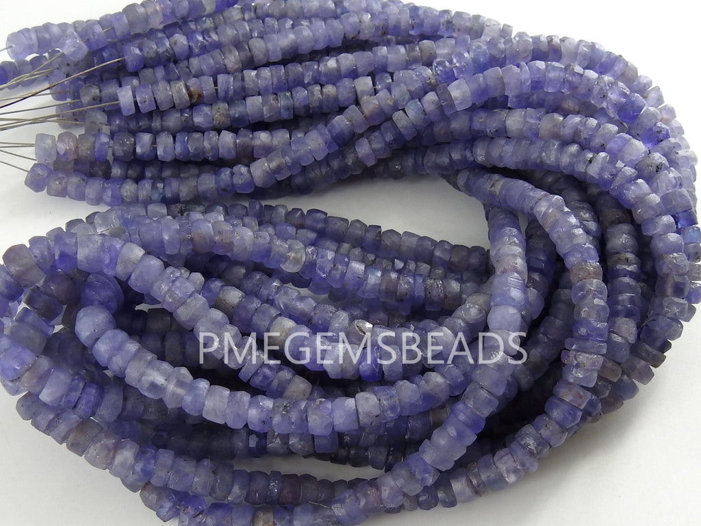 Tanzanite Smooth Matte Polished Roundel Bead-16Inches Strand-Natural Stone PME-B7
