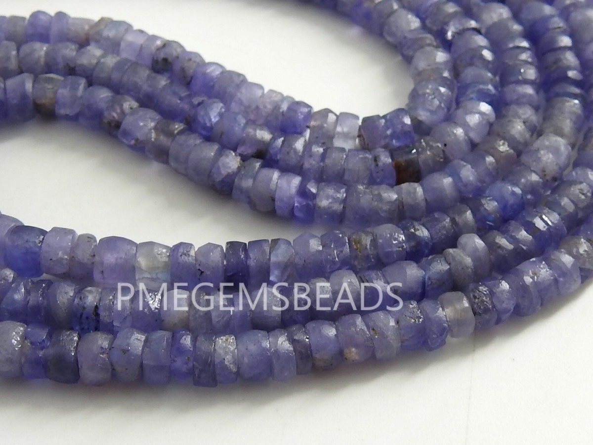 Tanzanite Smooth Matte Polished Roundel Bead-16Inches Strand-Natural Stone PME-B7