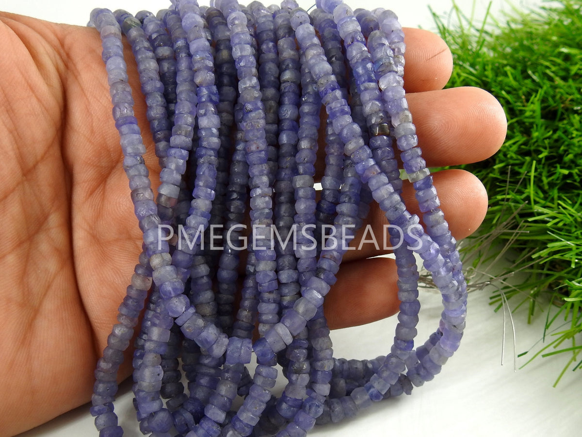 Tanzanite Smooth Matte Polished Roundel Bead-16Inches Strand-Natural Stone PME-B7