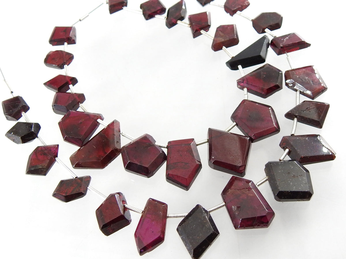 Rhodolite Garnet Briolettes, Faceted Fancy Slice Beads, 17pc Natural Gemstone Strand, 10x20mm, Loose Garnet Wholesale, DIY Jewelry Supplies