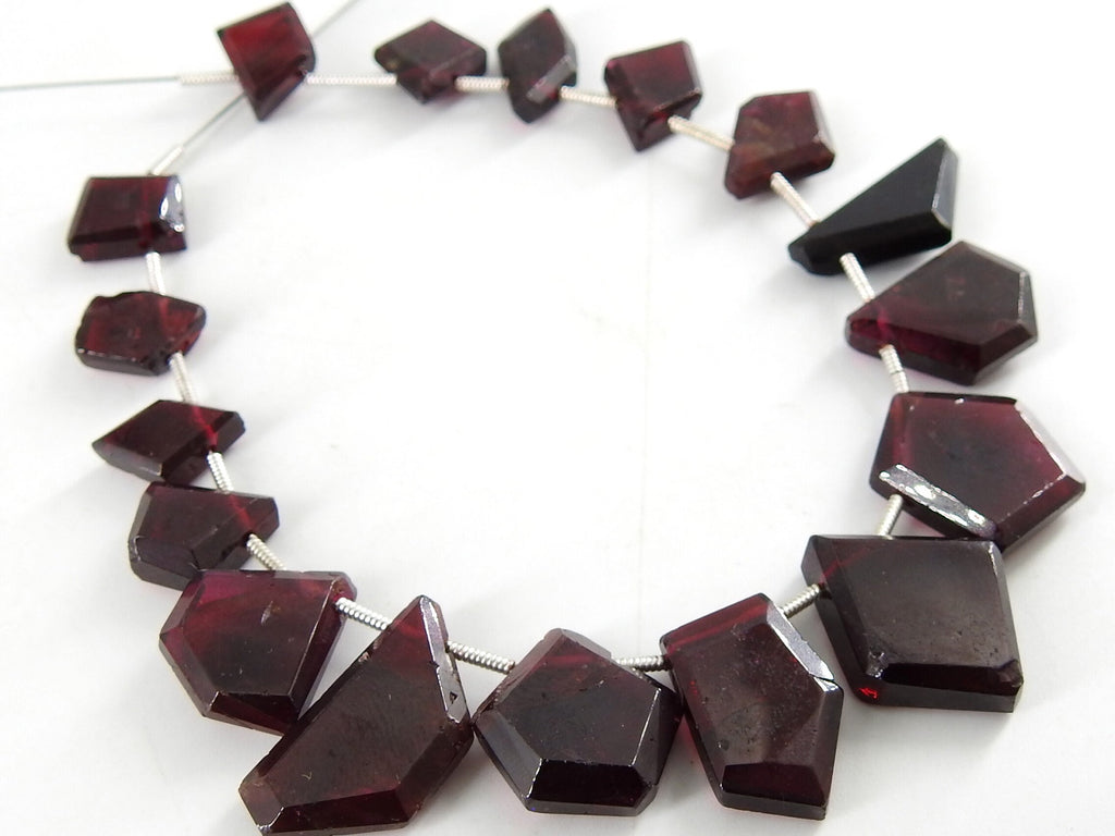 Rhodolite Garnet Briolettes, Faceted Fancy Slice Beads, 17pc Natural Gemstone Strand, 10x20mm, Loose Garnet Wholesale, DIY Jewelry Supplies