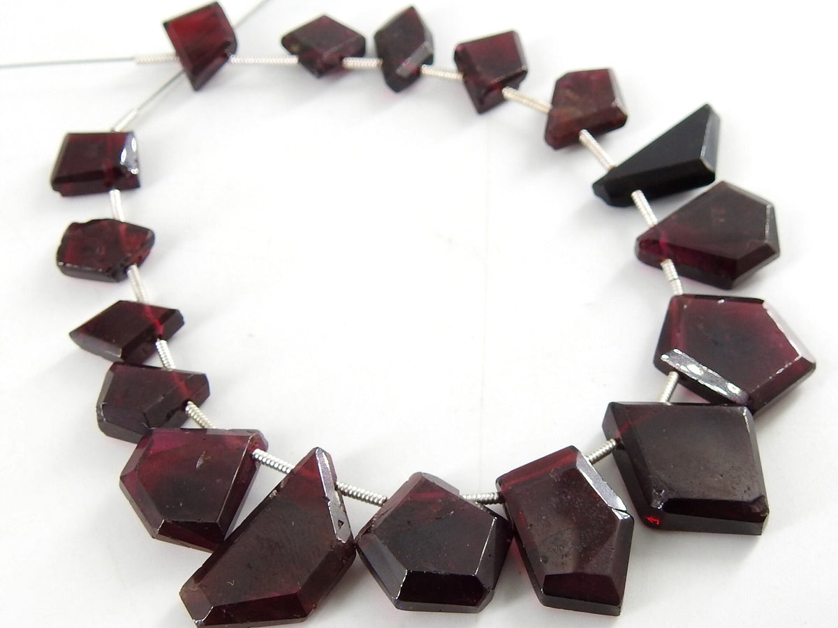 Rhodolite Garnet Briolettes, Faceted Fancy Slice Beads, 17pc Natural Gemstone Strand, 10x20mm, Loose Garnet Wholesale, DIY Jewelry Supplies