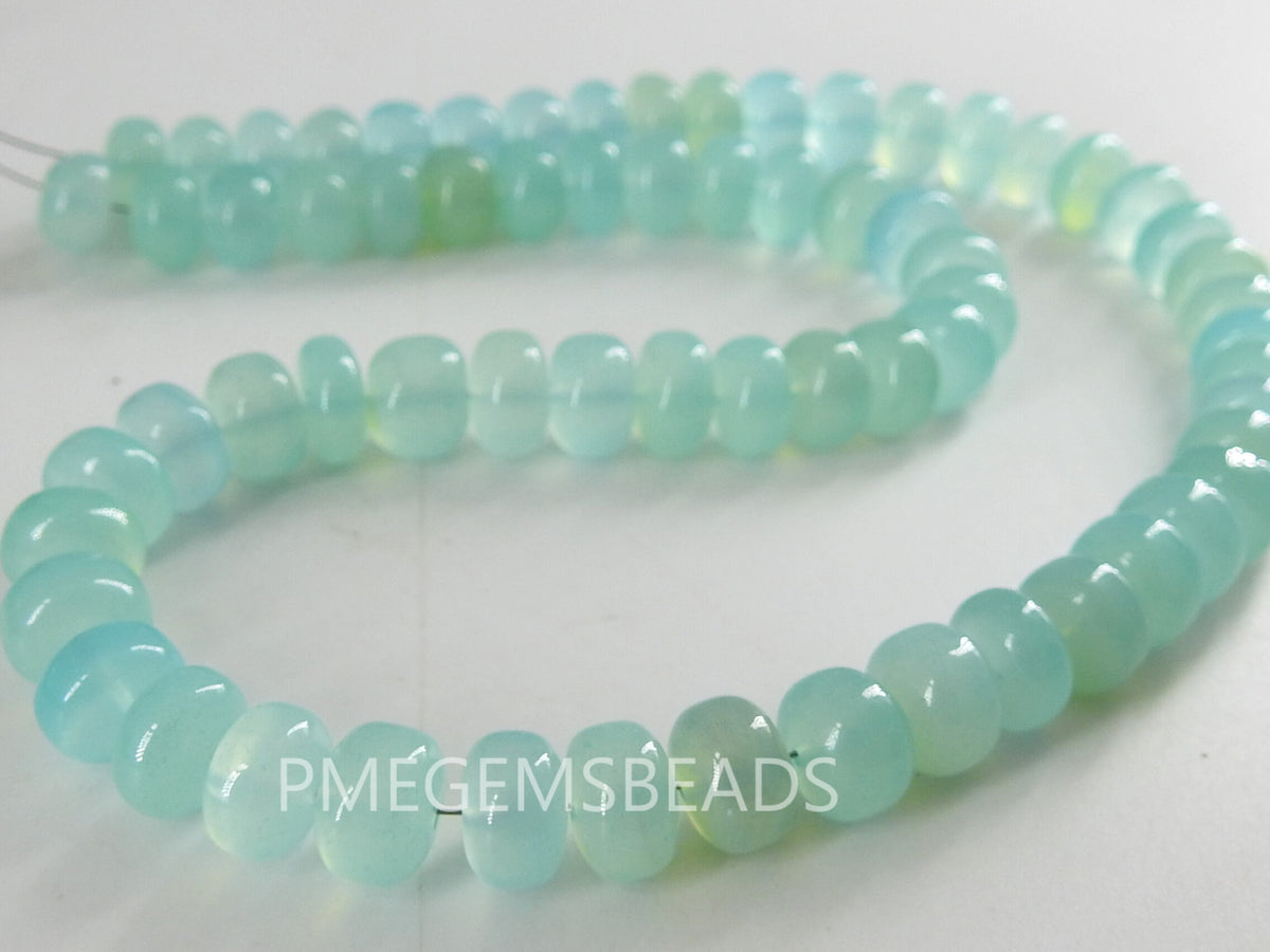 Aqua Blue Chalcedony Smooth Roundel Bead Wholesale, 8Inches Strand Gemstone Supply Bulk Jewelry Making Manufacturer Loose Component PME-CY2